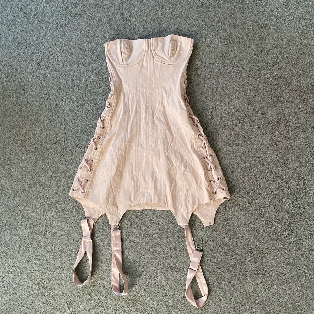 WeWoreWhat Beige Corset with Lace-Up Detail